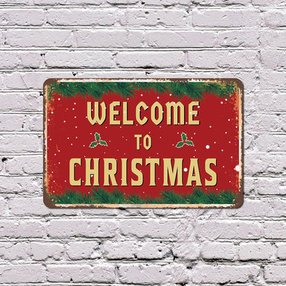 Welcome To Christmas (2 Pack) 8 Inch x 12 Inch Novelty Plastic Sign Cookies Cocoa Cheer Durable Weatherproof Perfect for Entryways Mantels Shops Fun Gift for Holiday Lovers Families Neighbors