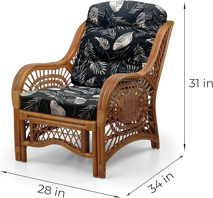 Malibu Lounge Set of 4: 2 Natural Rattan Wicker Chairs, Three-Seater Sofa and