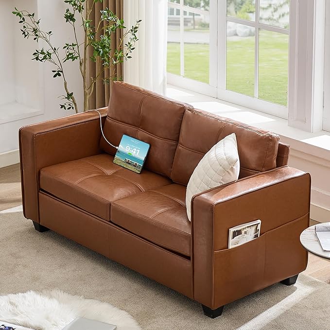 TYBOATLE 65" Faux Leather Love Seat Sofa