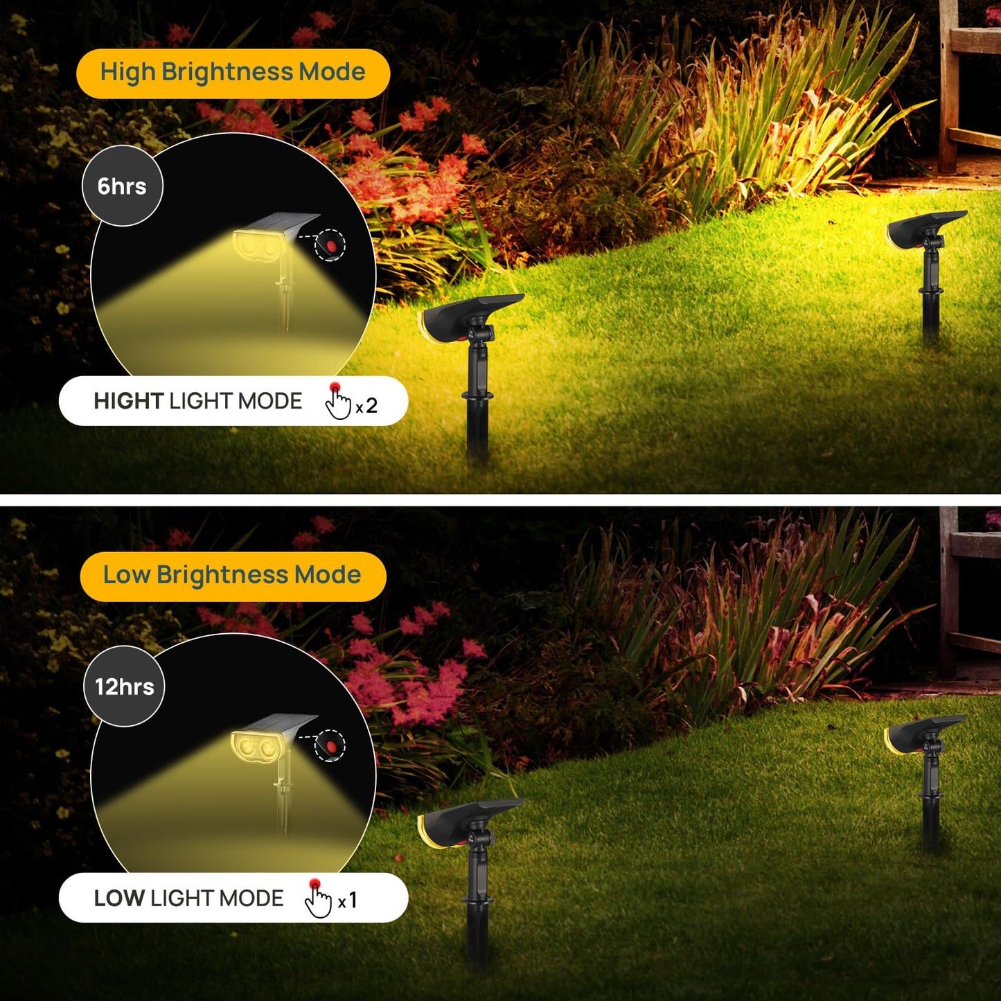 Linkind Solar Lights Outdoor StarRayS, Bright Solar Spot Lights Outdoor, IP65 Waterproof Spotlights for Landscape Garden Yard Walkway Patio Tree（Warm White, 6 Pack）