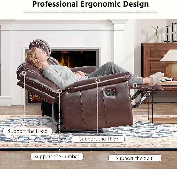 ANJ Geniune Leather Manual Loveseat Recliner Sofa Set of 2