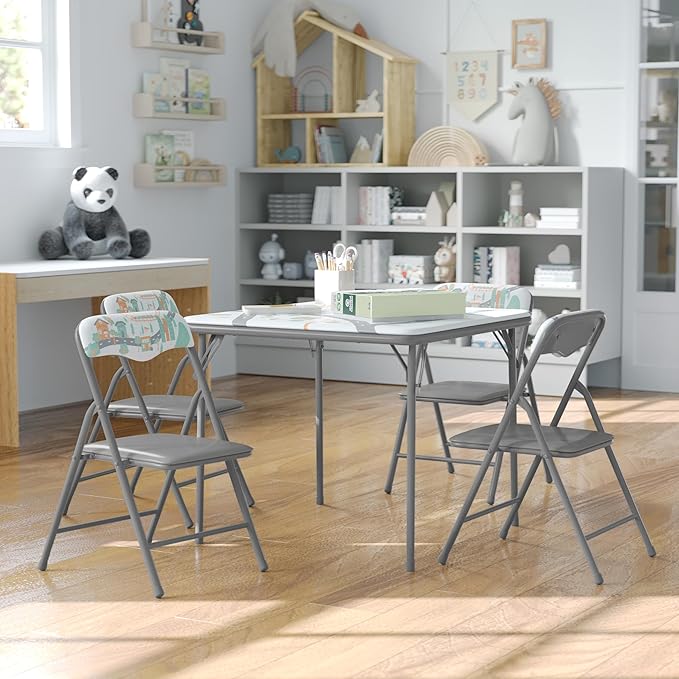 Flash Furniture Mindy Kids 5-Piece Folding Square Table and Chairs Set