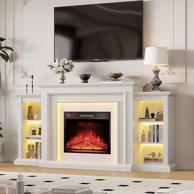 72" LED Lights Electric Fireplace