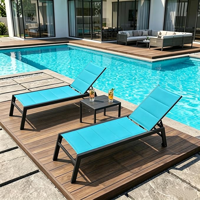 PURPLE LEAF Outdoor Chaise Lounge Set of 2 Aluminum Patio Lounge Chair