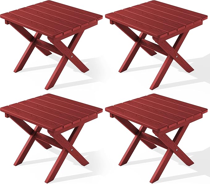 SERWALL Folding Outdoor Side Table Set of 4, Small Adirondack Side Table