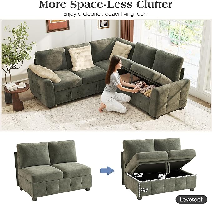 Ihanherry L-Shaped Sectional Sofa Bed