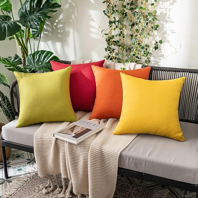 MIULEE Pack of 2 Decorative Outdoor Solid Waterproof Throw Pillow Covers