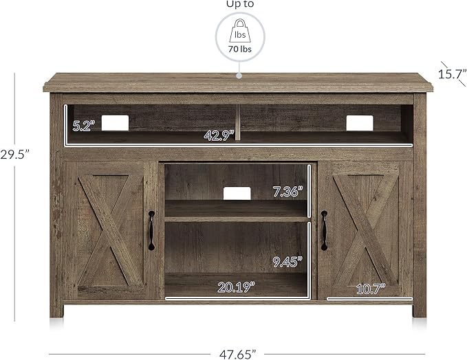 BELLEZE Modern 48 Inch Barn Door Wood TV Stand & Media Entertainment Center