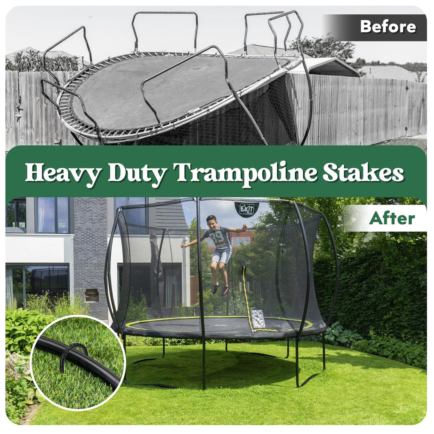 Homwin 12 inches 12-Pack Trampoline Stakes Anchors High Wind Stake Heavy Duty U Hooks for Ground Lawn Garden Yard Stakes for Decorations Swing Set Shed