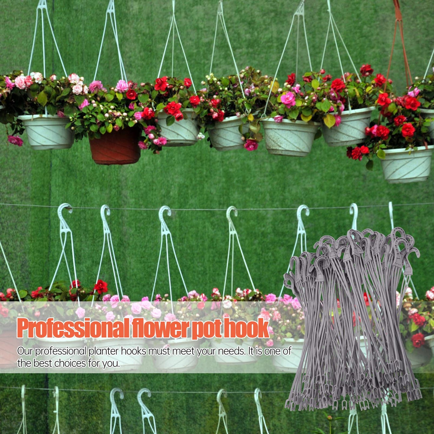 Housoutil 50pcs Hook Heavy Duty Garment Rack Heavy Duty Clothes Plant Hanger Bird Feeder Window Planter Flower Pot Hanger Chain Pot Plant Plastic Raw Material Chlorophytum Refrigerator White