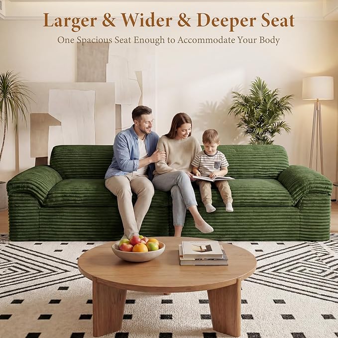Vesgantti 118" Modular Sectional Couch, Comfy Corduroy Upholstered Cloud Couches