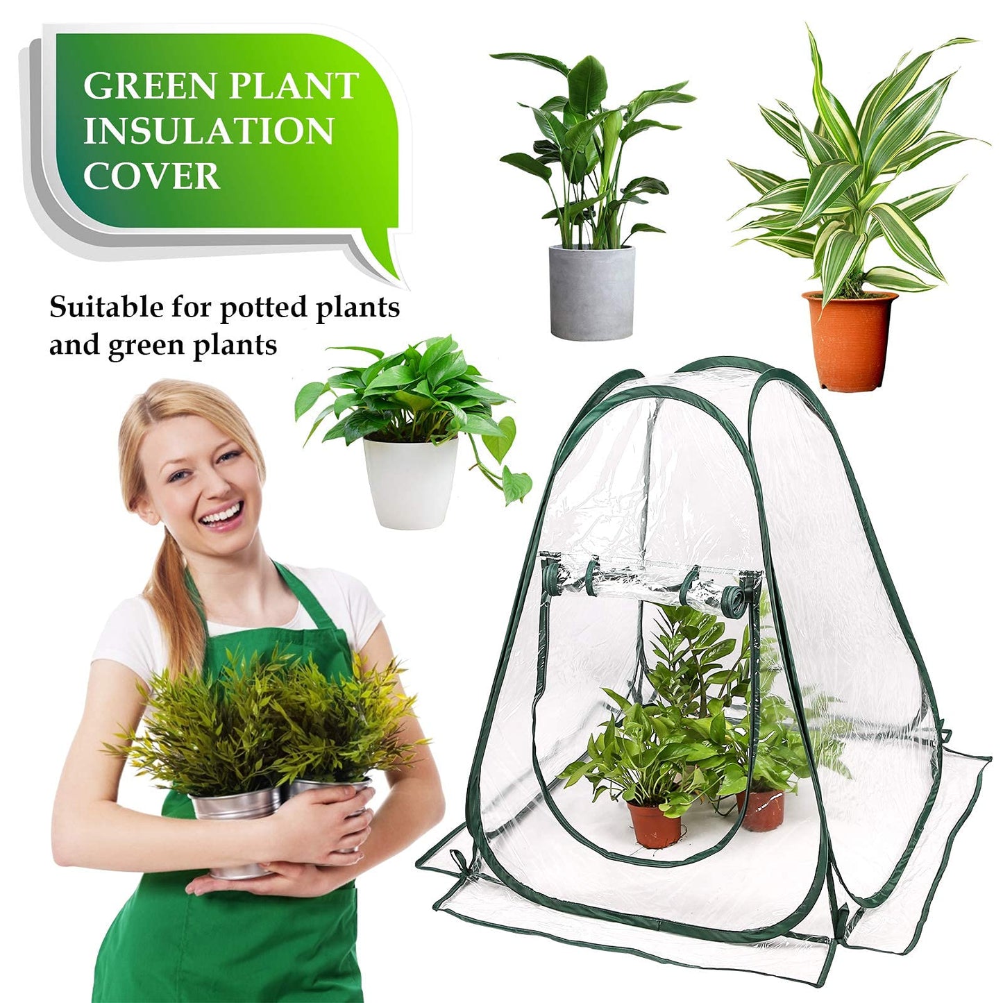 Pop up Greenhouse Cover, Transparent PVC Mini Small Grow Plant House Tent, Gardening Flowerpot Warm Room Backyard Flower Shelter for Indoor Outdoor (27"x27"x31")