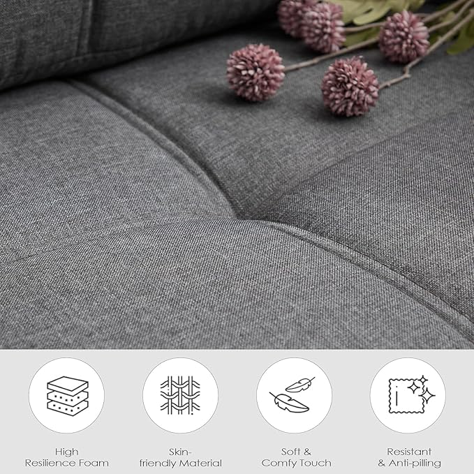 TYBOATLE 65" Small Couches for Bedroom, Mid-Century Modern Tufted Comfy