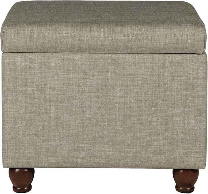 Homepop Home Decor | Upholstered MediumRectangular Storage Ottoman | Hinged Lid