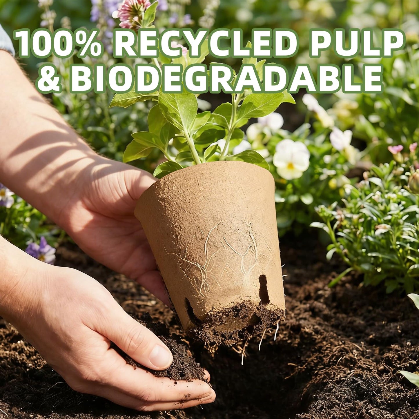 CLEANGOR 70Pcs Biodegradable 3.15” Peat Pots with 70Pcs Plant Labels, Biodegradable Seed Starter Pots with Drainage Holes, Nursery Pots for Seedlings, Herbs, Vegetables, Flowers, Gardening Kit