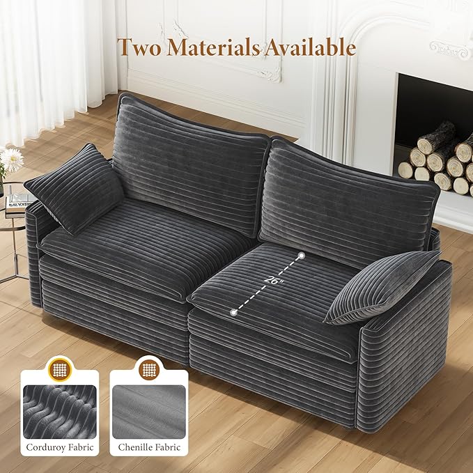 Vesgantti 74" Cloud Couch for Living Room, 2 Seaters Deep Seat Sectional