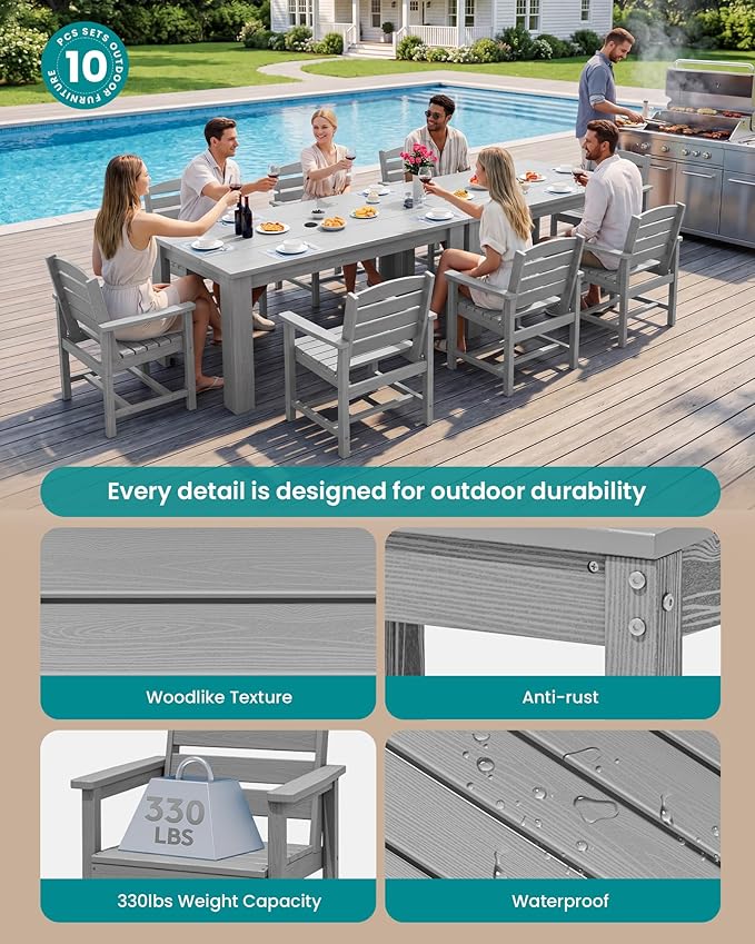 SERWALL Outdoor Dining Sets for 8, Outdoor Dining Sets for 8 Person