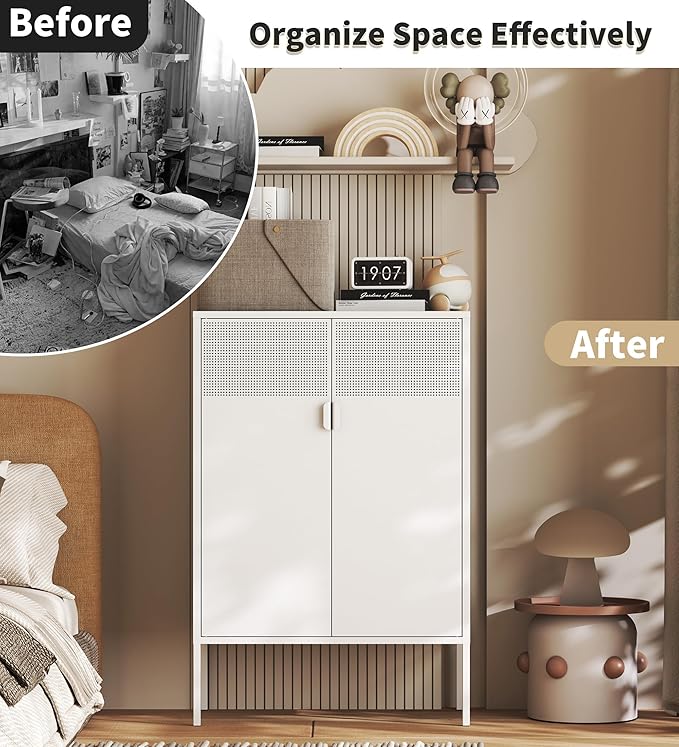 White Metal Storage Cabinet