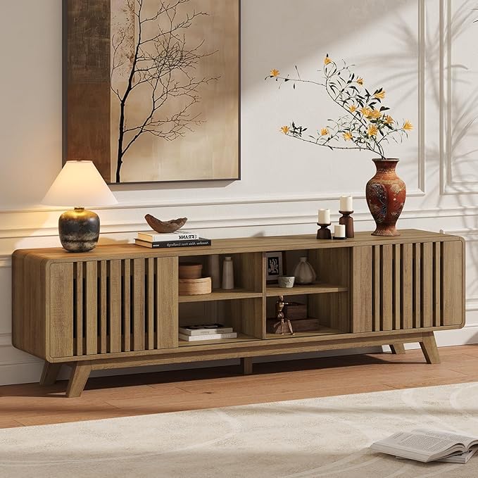 ONBRILL 70-Inch TV Stand for TVs up to 80 Inch, Mid-Century Modern Television