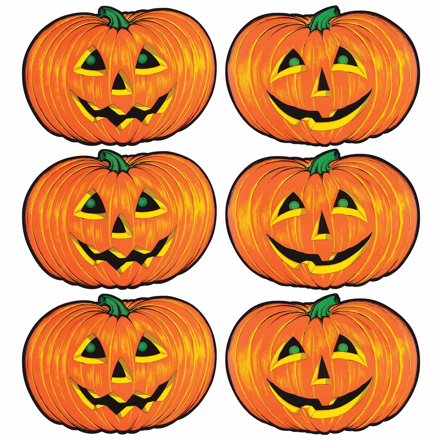 Beistle 6 Piece Paper Jack-O-Lantern Cut Outs, Halloween Party Decorations, Fall Décor, Made In USA Since 1900