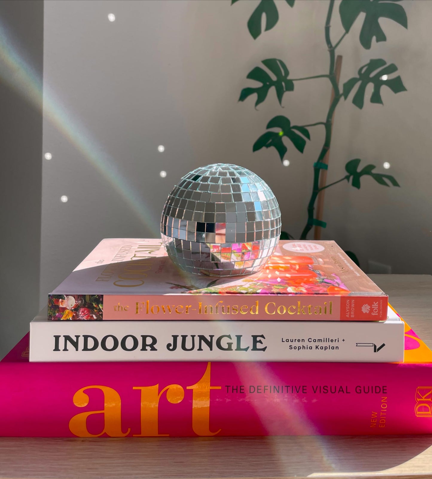 Havenstone Home Hanging Disco Ball Planter 8" - with Acrylic Stand and Macrame Plant Hanger - Home Décor, Room Décor, Patio or Boho Décor, Mirror Disco Planter, Disco Decor (4" Mini with Base)