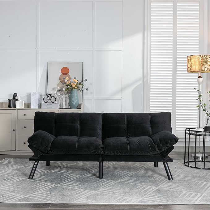 GDFStudio Hayezc Loveseat Sofa, Convertible Sofa Bed, 2-in-1 Folding Modern