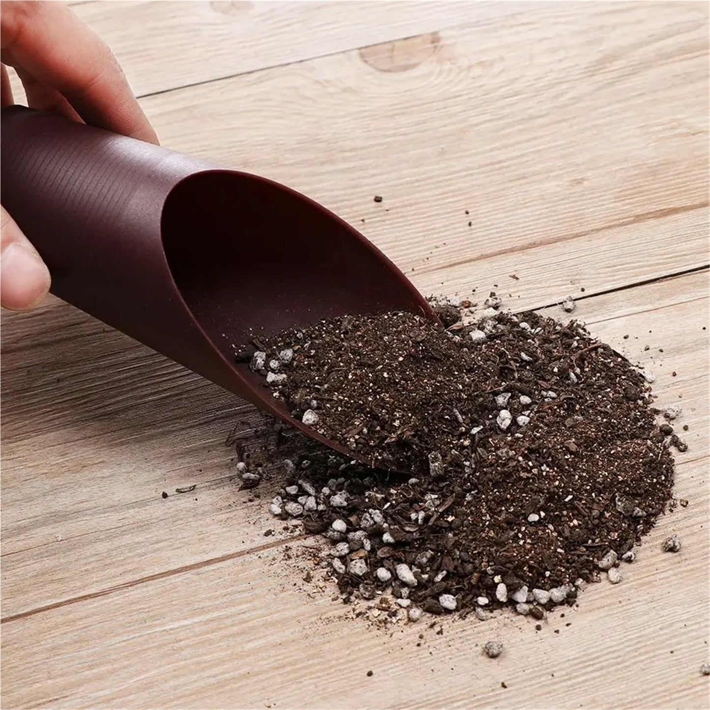 Bonsai Soil Scoop 6PC Plastic Soil Shovel Cup for Garden Spade Cultivation Bucket Potted Bonsai Fleshy Plant Mini Home Gardening Tools(Coffee)