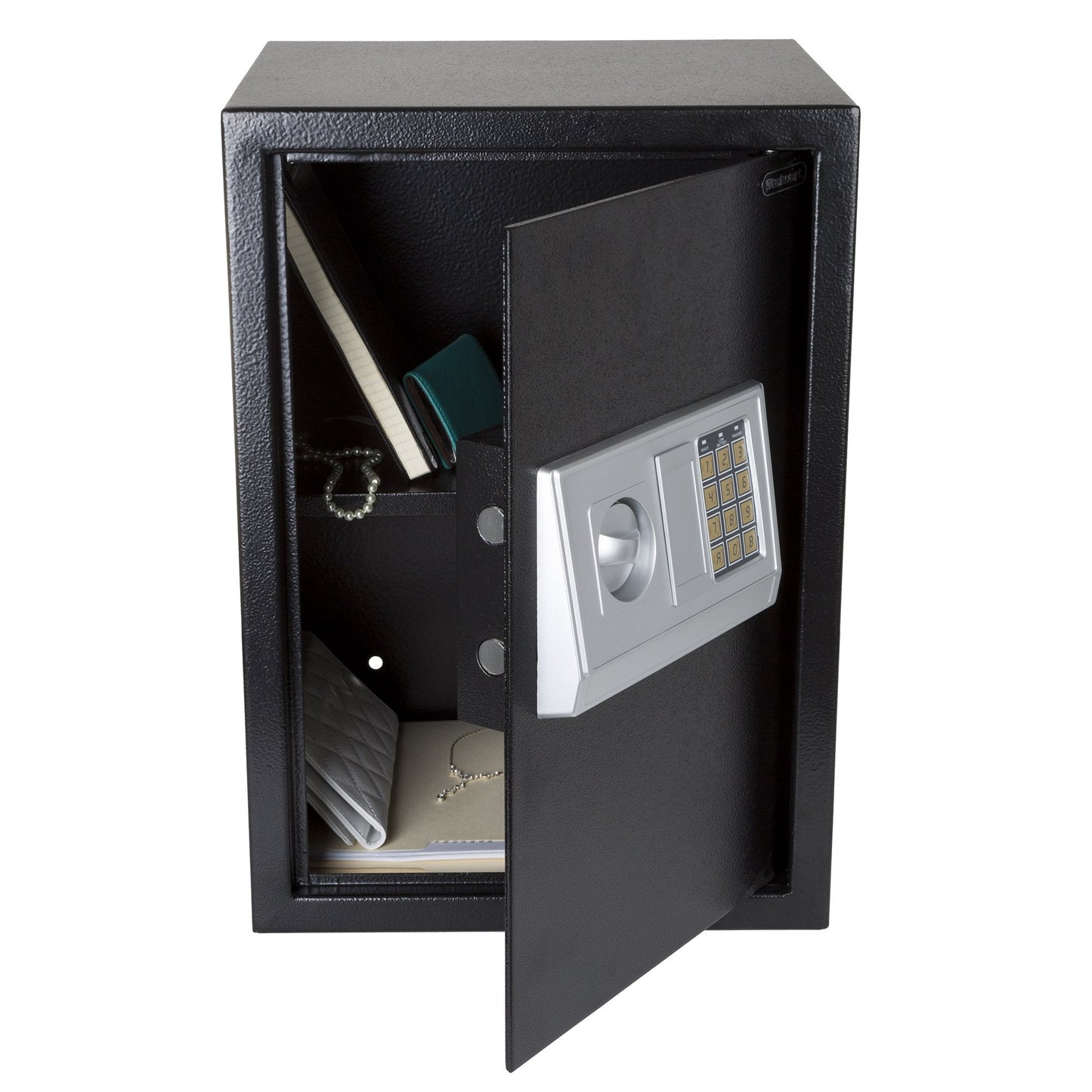 Digital Safe - Electronic Steel Safe with Keypad and Manual Override Keys - Protect Money, Jewelry, Passports - For Home, Business by Stalwart (Black)