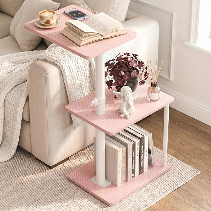 Faesun Swivel Side Table for Couch Arm, Adjustable C End Table for Recliner or