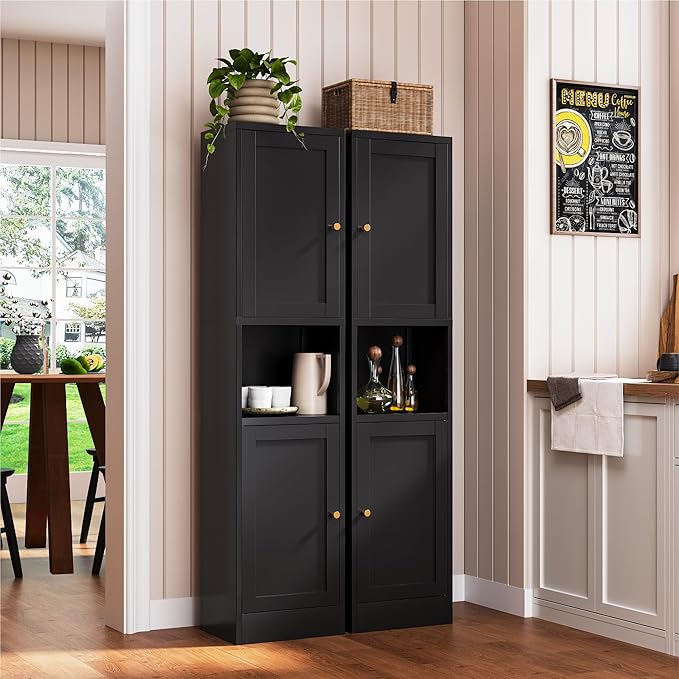 YAUWOH 2-Door Metal Storage Cabinet, Tall Slim Pantry Organizer