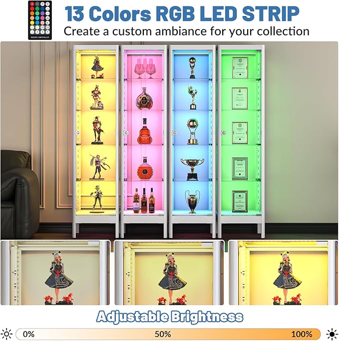 5-Tier Glass Display Cabinet