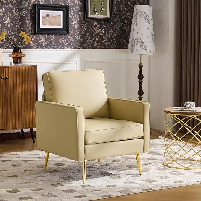 VINGLI Modern PU Leather Accent Chairs Set of 2, Single Sofa Chair