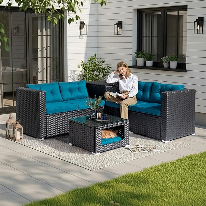 VINGLI 4 Pieces Outdoor Sectional Wicker Patio Furniture