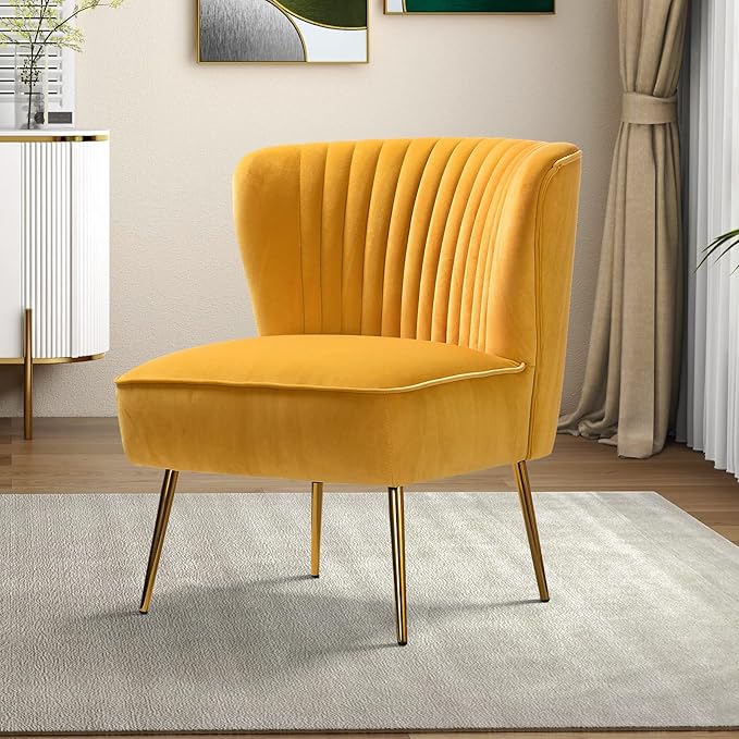 HULALA HOME Velvet Accent Chair, Modern Upholstered Cute Side Chair