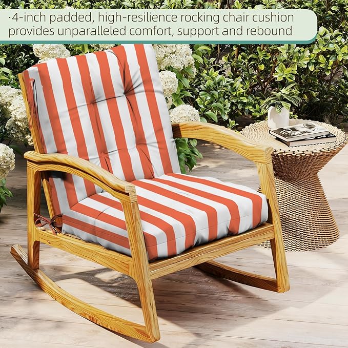 Outdoor Chair Cushions Set of 2, High Back Soft Seat Pad, Indoor Outside Use