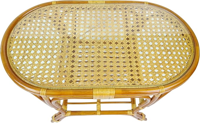 Malibu Lounge Set of 4: 2 Natural Rattan Wicker Chairs, Three-Seater Sofa and