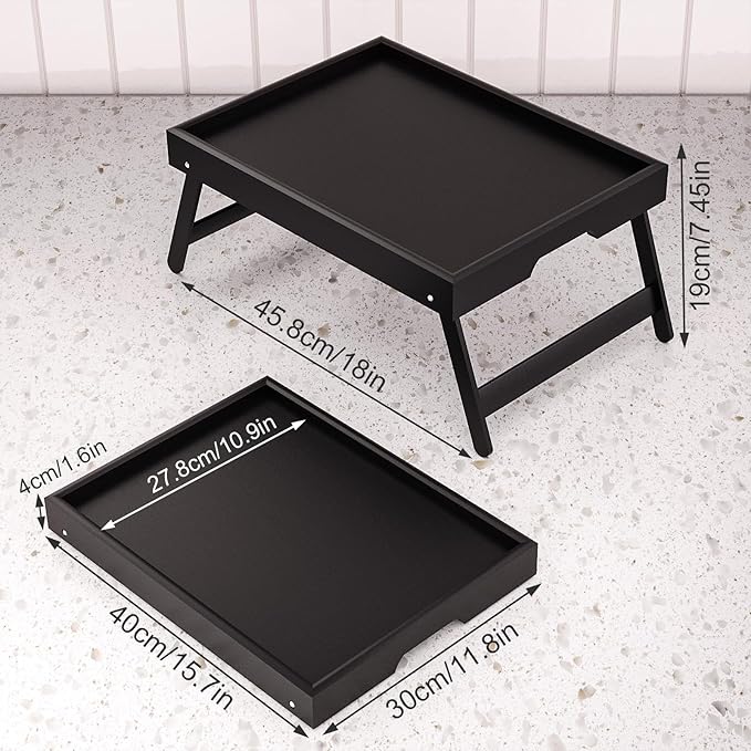 Fibogollo 2 Pack Bamboo Bed Tray Table