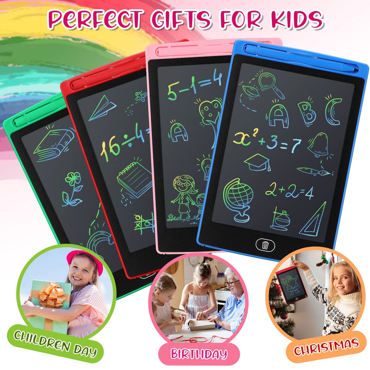 Zhehao 20 Pack LCD Writing Tablet for Kids: 8.5 Inch Colorful Drawing Doodle Boards - Reusable Erasable Doodle Board Educational Learning Toys Gifts for Toddlers Ages 3-8 Party Favors(Vibrant,Classic)