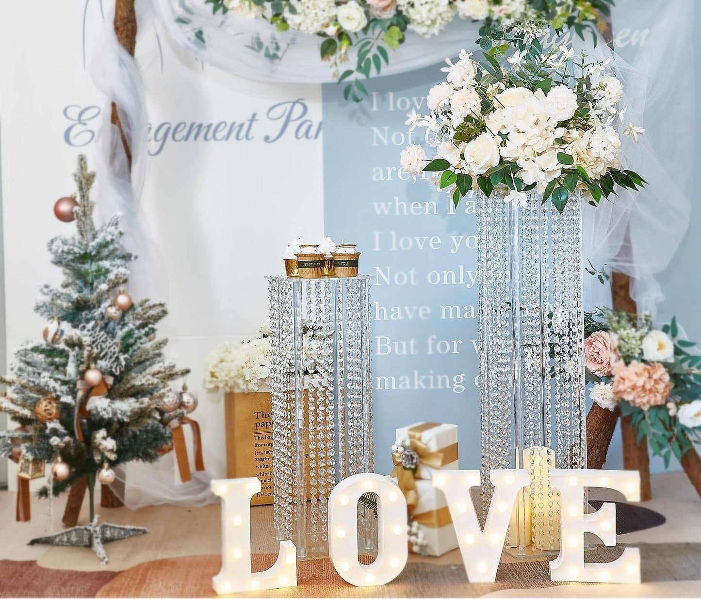 Lovecat Set of 2 Acrylic Vases, Wedding Centerpieces for Table, Clear Columnar Flower Stands, Flower Display Racks, Tall Chandelier Vases for Birthday Party Wedding Home Decor (31.5" x2pcs)