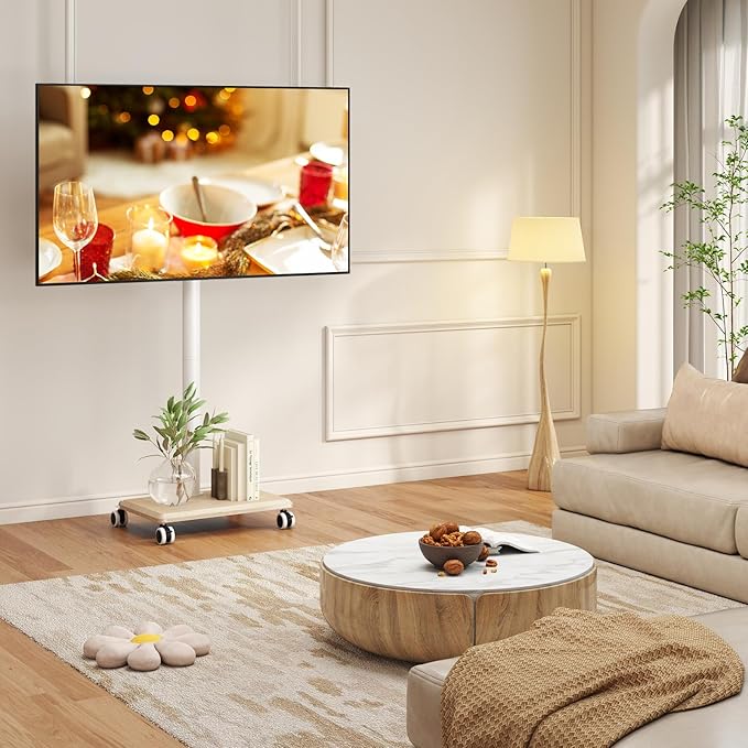 Rfiver Rolling TV Stand for 32 to 55 60 Inch TVs up to 88lbs, Height Adjustable