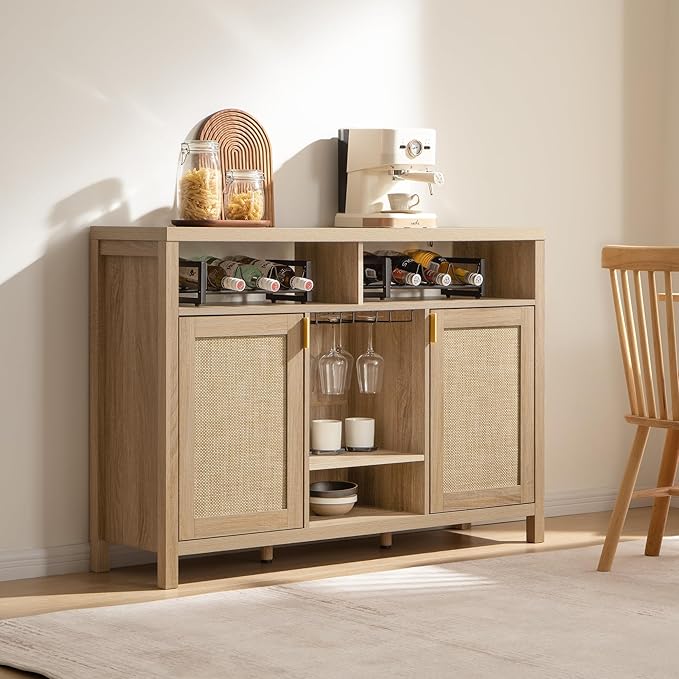 SICOTAS 51" Coffee Bar Cabinet Bar Cart