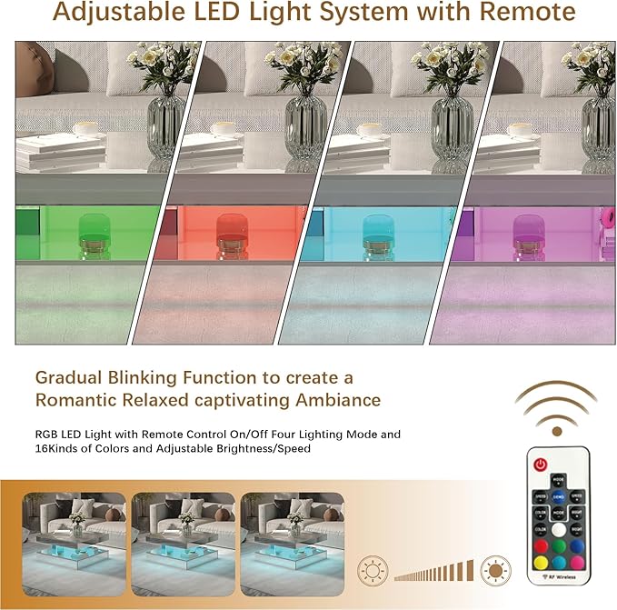 HedoAjim LED Coffee Table with Lights