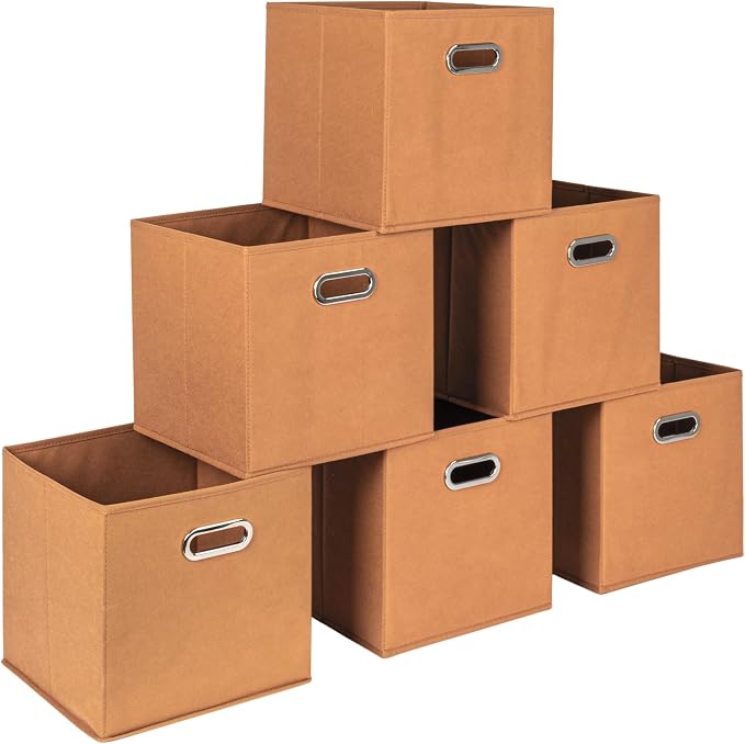 Household Essentials Fabric Storage Bins 6 Piece Set, Terracotta Color