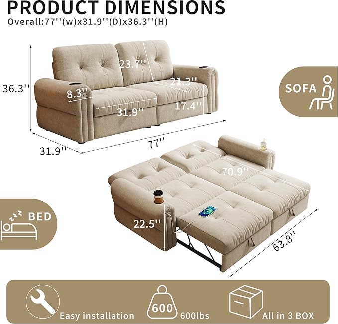 Convertible Couches, Queen Size Pull Out Sofa Bed