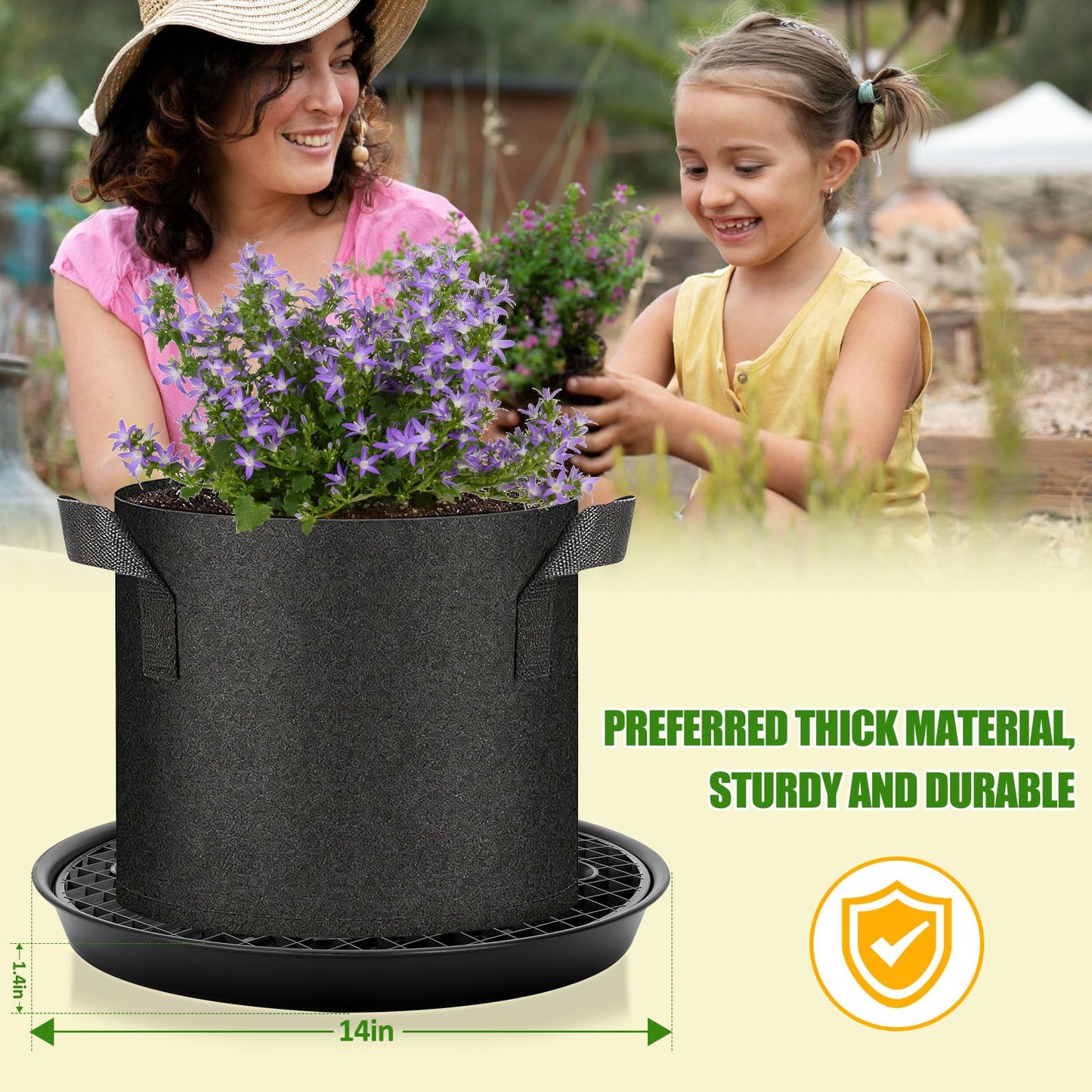COZYDIG 4 Pack Self-Watering Base for Fabric Pot,Auto-Irrigation Water Delivery System,14Inch Plastic Plant Saucer Stand for for Indoor-Outdoo and Grow Tents Greenhouses