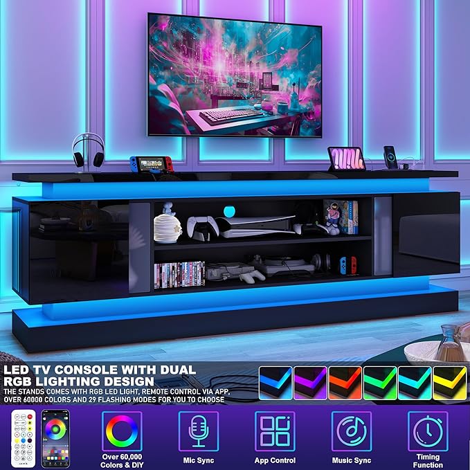 chartustriable 81IN LED TV Stands w/Power Outlet