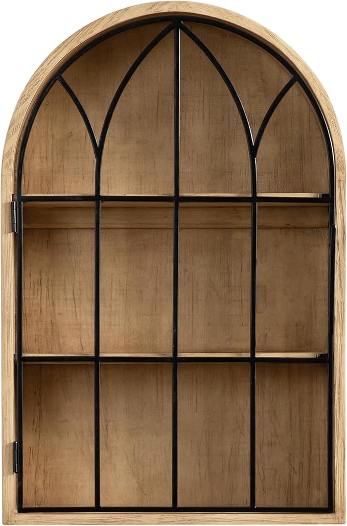 Kate and Laurel Megara Decorative Wooden Hanging Arched Wall Cabinet