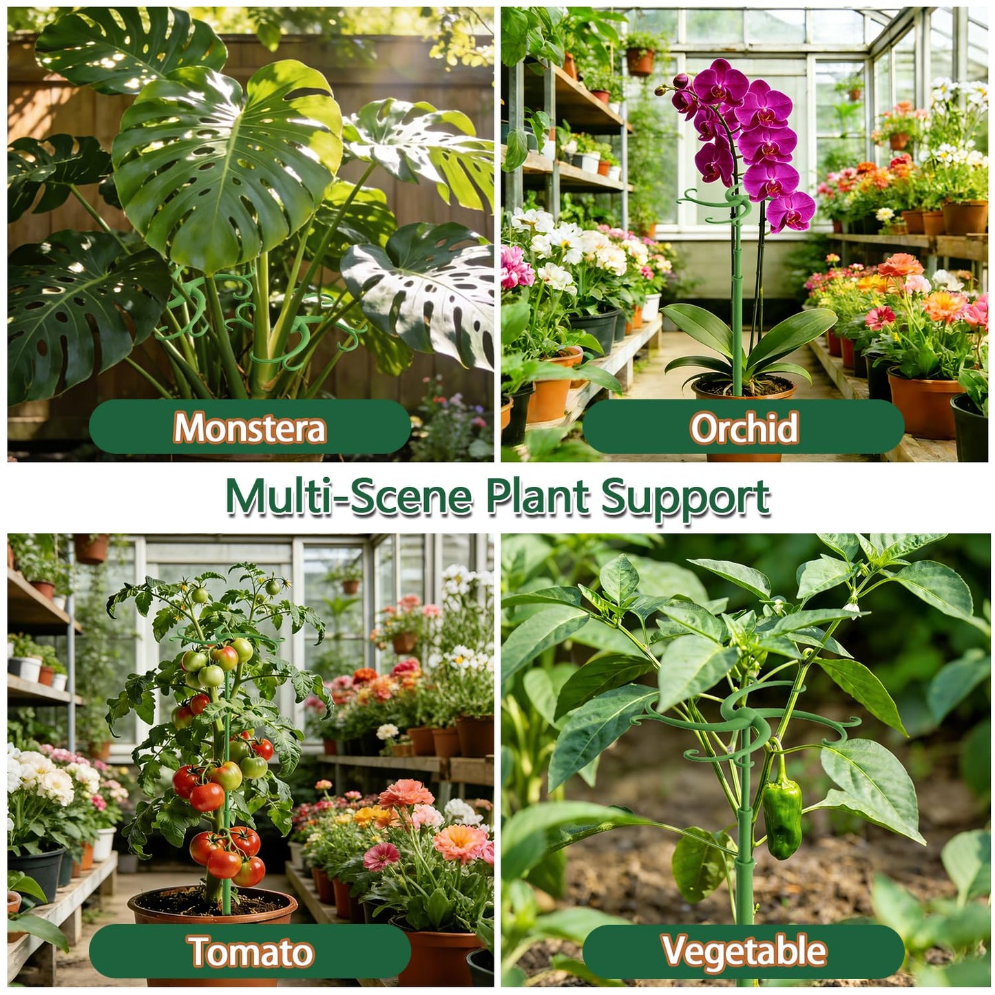 Telescoping Plant Support Stakes,5Pack 17.3 to 42.3IN Adjustable Monstera Plant Support,Garden Stakes with Clips,Sturdy Plant Sticks for Indoor Outdoor Plants, Orchid, Tomato, Vine,Monstera
