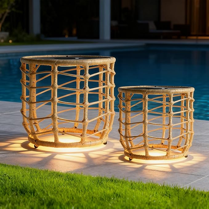 PARTPHONER Boho Solar Outdoor Side Table