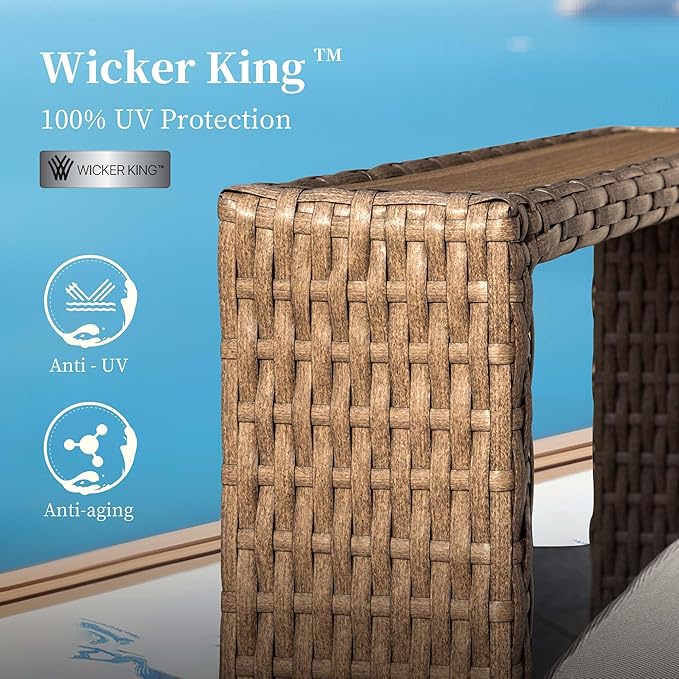 SUNSHINE VALLEY 2 Pieces Patio Furniture Set, Outdoor Rattan Wicker Armchairs